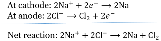 Electrochemistry Molten Sodium Chloride Formula