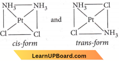 Coordination Compounds Two cis form and trans form