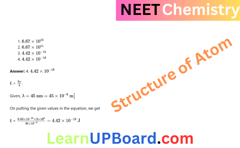 MCQs on Structure of Atom for NEET