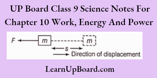 UP Board Class 9 Science Notes For Chapter 10 Work, Energy And Power Work Done In The Direction Of Displacement