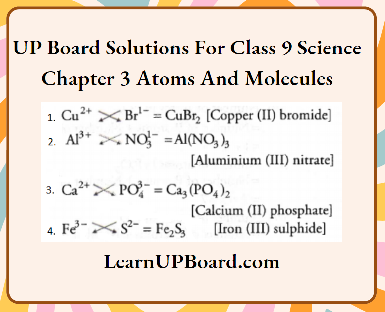 UP Board Class 9 Science Chapter 3 Atoms And Molecules Formulae For The Following Compounds